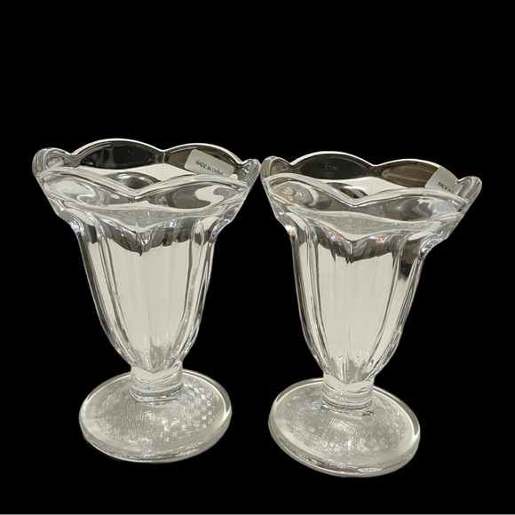 Antique LIRMARTHUR Sundae Footed Clear Fountain Pedastal Dessert Glass - Picture 3 of 7